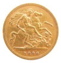 A Victorian half gold sovereign, dated 1869.