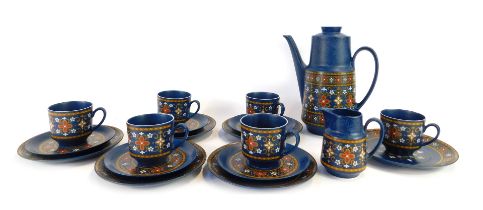 A Bavarian Winterling pattern part coffee service, comprising coffee pot, milk jug, six teacups, fiv