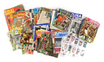 Football magazines, including Football League Review, League Football, few programmes, and cigarette