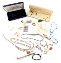 A group of costume jewellery and effects, comprising a Rotary lady's Classic wristwatch, cultured pe