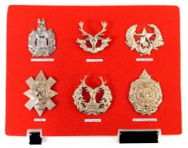 Six Scottish military cap badges, comprising King's Own Scottish Borders, Seaforth Highlanders, Came