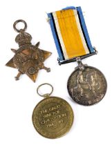 WWI medal trio group, named to Pte JW Blakemore, Leicestershire Regiment, 15578, subsequently 2nd Li