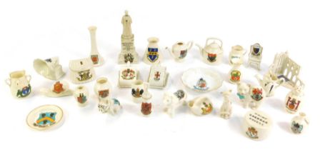 Carlton and other crested china, to include a statute in Memory of Edith Cavell, Arms of the City of