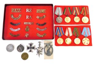 A group of Soviet Union medals, with ribbons (8), together with Third Reich badges, Australian badge