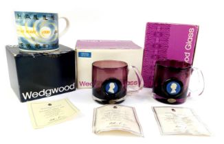 Three Wedgwood tankards, comprising Hailey's Comet 1986, limited edition number 1115/2000, with cert