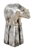 An Elizabeth II silver filled figure of a polar bear, modelled perched on a block of ice, Sheffield