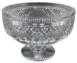 A Waterford cut glass pedestal bowl, Colleen pattern, marked to the foot, 20cm high, 28cm diameter.