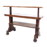 A Victorian mahogany metamorphic buffet, the top with a moulded edge raised on square end supports w