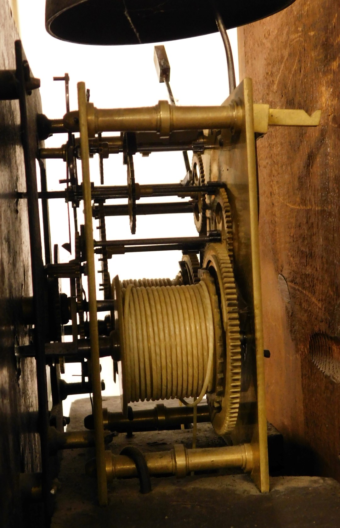 A 19thC oak long case clock, the square dial painted with Roman and Arabic numerals, subsidiary seco - Image 3 of 3