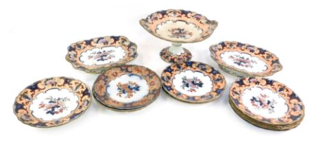 A late 19thC Wedgwood pottery dessert service, printed and painted with flowers, pattern number 2130