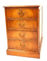 A reproduction Georgian style mahogany two drawer filing cabinet, with green inset leather top, matc