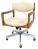 A 1970s Jens Rison elm framed swivel office chair. The upholstery in this lot does not comply with t