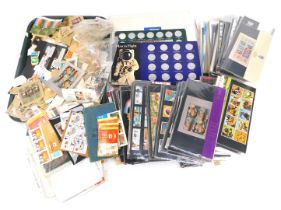 Philately. GB Mint Commemoratives and used stamps, together with collectors coins. (a quantity)