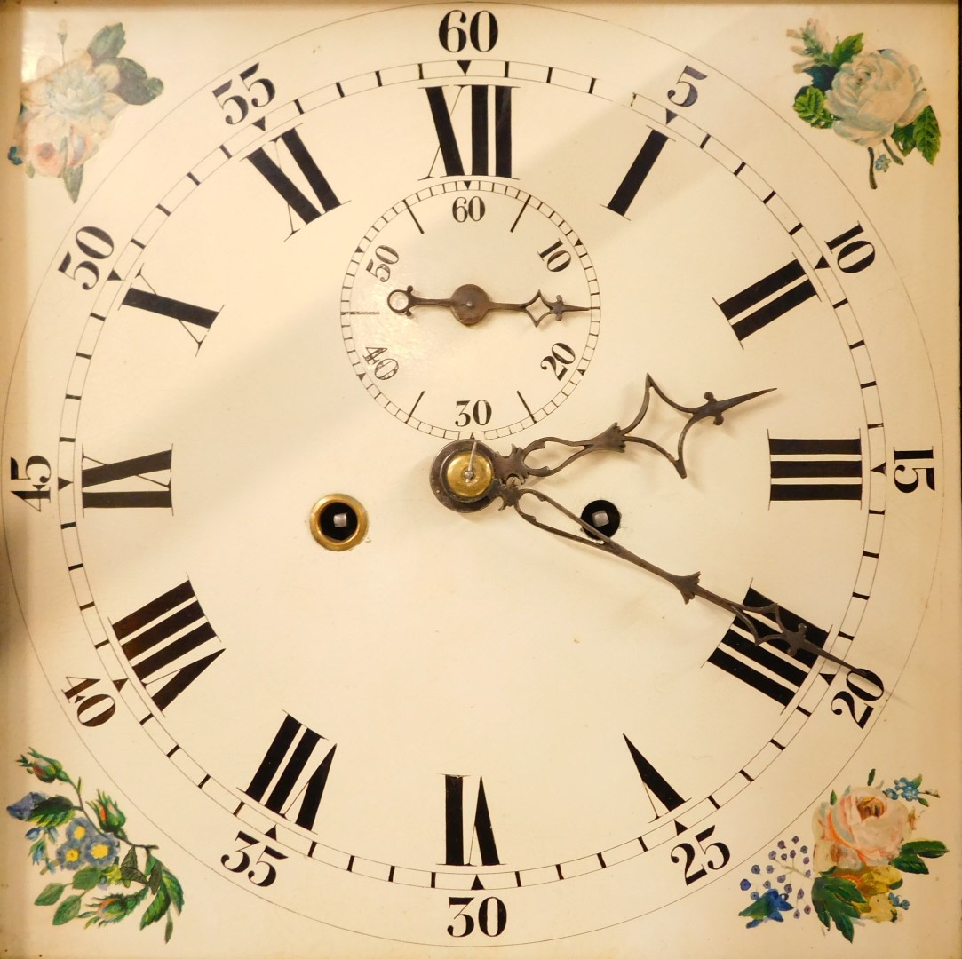 A 19thC oak long case clock, the square dial painted with Roman and Arabic numerals, subsidiary seco - Image 2 of 3