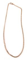 A 9ct rose gold curb link watch chain, with clip clasp, 44cm long, 9.6g.