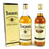 Two bottles of whisky, comprising The Scotsmac blend of British wine and Fine Malt whisky, 70cl bott