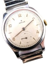 A Rolex stainless steel cased wristwatch, circular silvered dial bearing Arabic numerals at evens, s