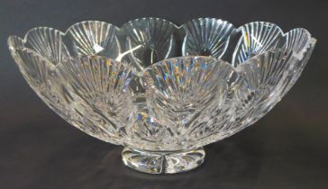 A Waterford crystal peacock centrepiece bowl, on a stepped foot, bearing label, boxed, 33cm diameter
