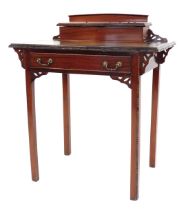 A late 19thC mahogany bonheur-de-jour, with a stationary box top and inset with brown rexine, the bo