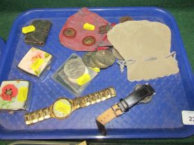 Various commemorative crowns, together with two gentleman's wristwatches, a WVS Civil Defence pin ba