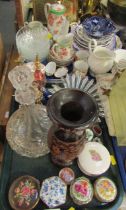 Household china and effects, comprising Bohemian glass miniature decanters, Ayshford trinket boxes,