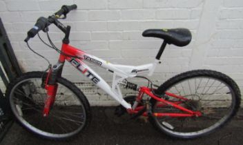 A Flite Taser eighteen speed bicycle, in white and red trim.