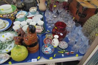 Various drinking glasses, together with part tea wares, to include Aynsley, coffee cups, cow creamer
