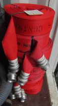 An assortment of Fire Brigade hoses, with attachments, (7)