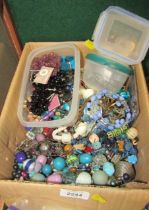 A group of costume jewellery, to include beaded bangles, necklaces, brooches, etc. (a quantity)