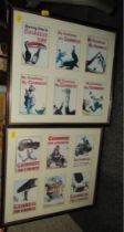 A set of six framed Guinness related postcards, and another. (2)