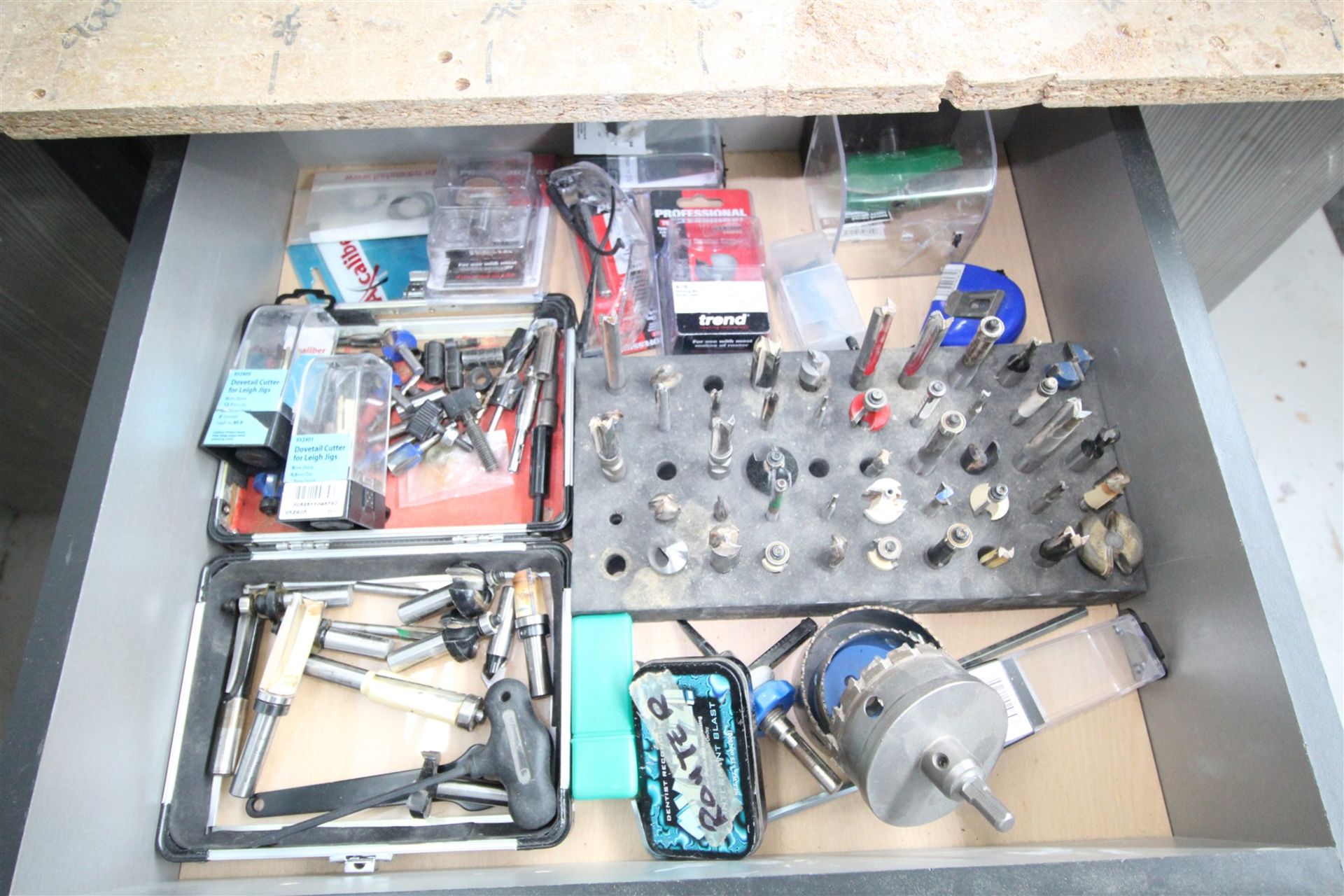 CONTENTS OF DRAWER OF ROUTER BITS