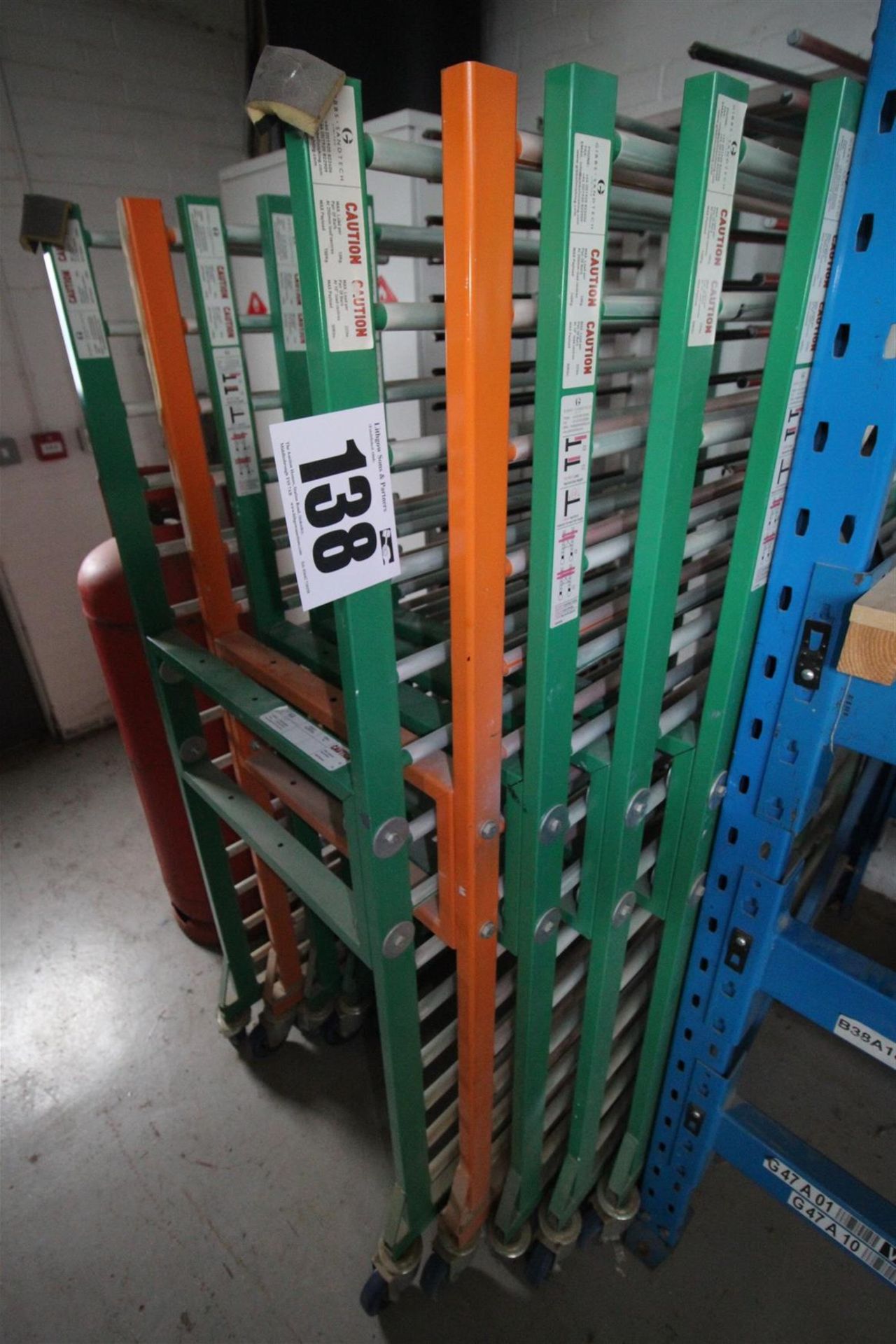 5x 5FT 6INCH TALL ORANGE & GREEN SHEET RACKS