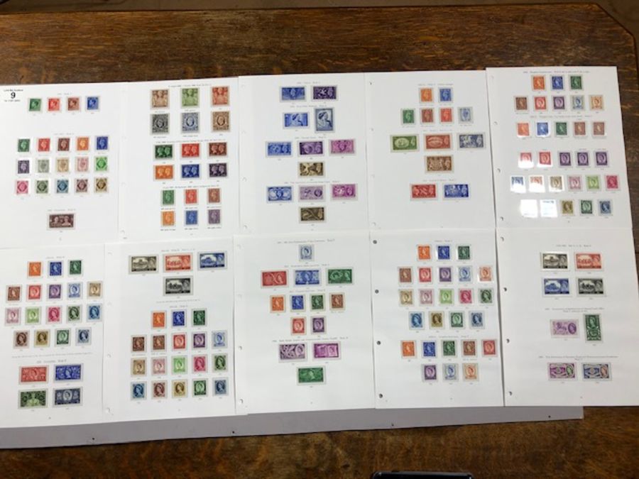 Philatelist interest - 10 sheets pre-decimal stamps to include festival Britain, coronation &