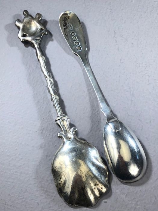 Silver hallmarked Georgian Mustard spoon London 1837 by maker IH poss Joseph & Albert Savory and a - Image 5 of 6