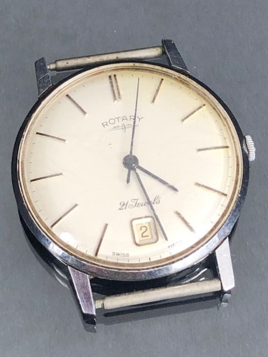 Rotary champagne dial 21 Jewels Vintage Wristwatch with date aperture stamped 135470 to reverse - Image 3 of 3