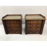 A pair of desk top specimen sets of drawers with brass handles each approx 42cm x 29cm x 43cm
