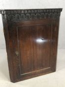 Large oak corner cupboard with two shelves and interior painted in cream with original key approx