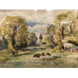 Colonel ROBERT CHARLES GOFF (1837-1922), watercolour, 'Old Milverton c.1898', signed lower left,