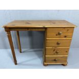 Small pine desk with four drawers, approx 100cm x 47cm x 74cm tall