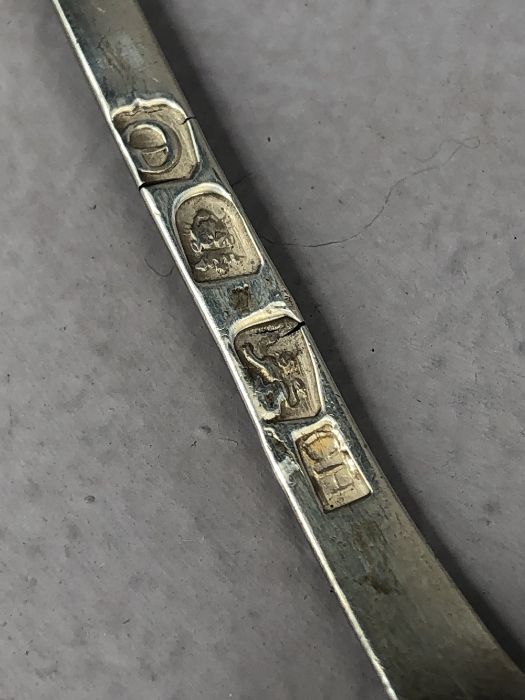 Silver spoon hallmarked for London 1780 with large hammered bowl and maker CH possibly Charles - Image 4 of 6