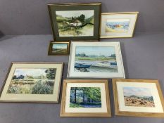 Collection of original paintings, mostly watercolours, to include works by P Silverthorne, Ryan