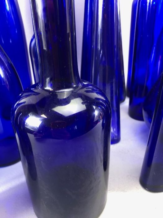 Large collection of Blue Glass decorative Bottles approx 19 in total - Image 6 of 14