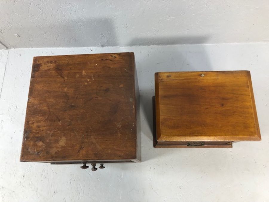 Two wooden desk top sets of miniature drawers, the largest approx 28cm x 28cm x 36cm - Image 3 of 7