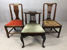 Three interesting oak framed antique chairs