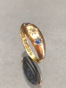 Fully Hallmarked Gold pinkie ring set with gemstones approx size E