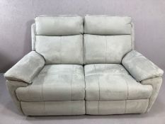 Pale grey contemporary electric reclining two seater sofa, in excellent condition, approx 160cm in