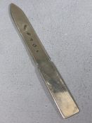 Solid Silver hallmarked letter opener approx 16.5cm in length & 28g maker Harrison Brothers & Howson