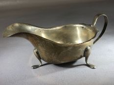 Silver hallmarked Sauce Boat on three splayed legs Hallmarked for Sheffield by maker Emily Viners