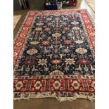 Large blue ground, pure wool rug, approx 285cm x 400cm