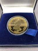 London Mint - a gold plated Sterling Silver coin issued 2008 St George and the Dragon' £5 proof coin
